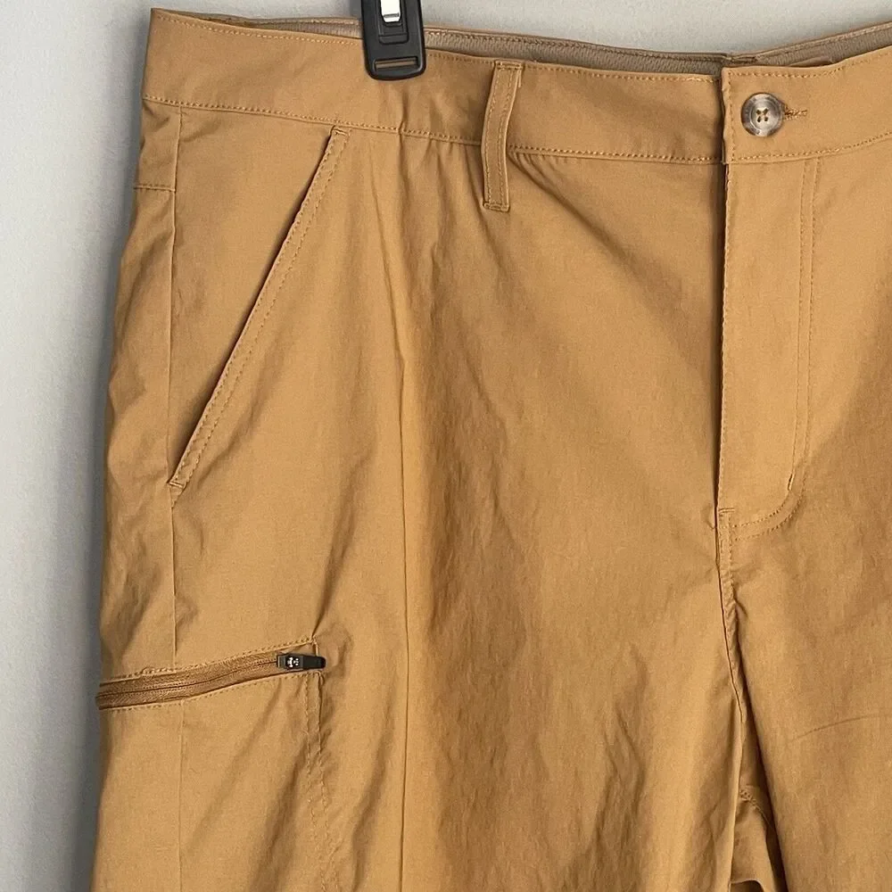 Eddie Bauer Flat Front Nylon Shorts Men's Size 40 Brown 10 Inch Inseam Logo